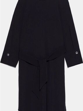 Zara Black Long Sleeve Belted Dress
